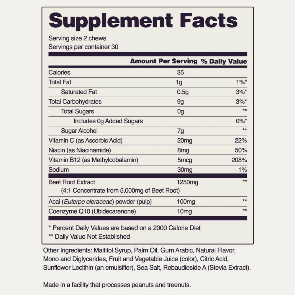 Nitric Oxide Beet Soft Chews Facts Image