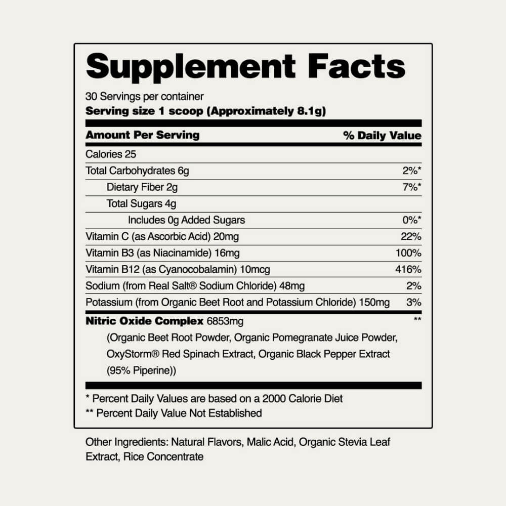 Nitric Oxide Organic Beets - Mixed Berry Flavor Facts Image