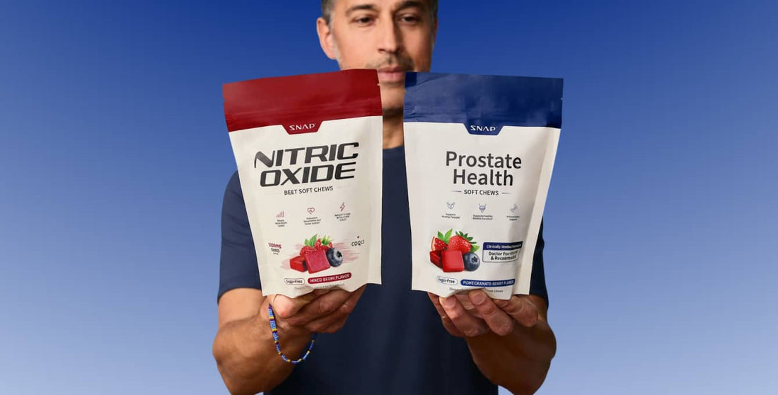 The Prostate + Nitric Oxide Chews: two systems, one consistent nightly routine.*