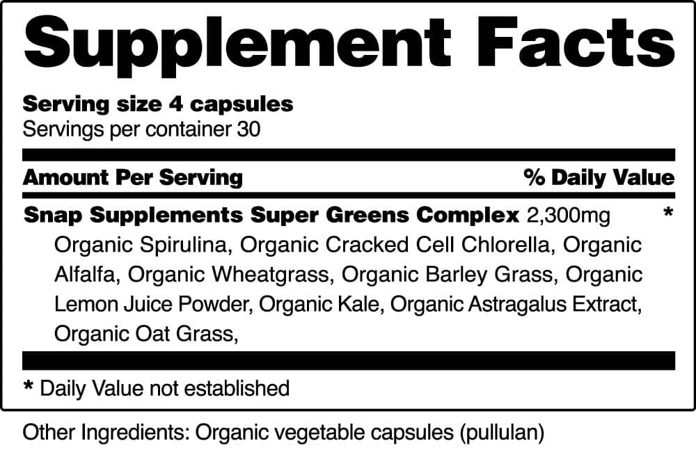 Spirulina + Chlorella - Alkalizing Greens Complex Facts Image